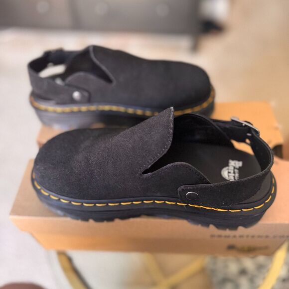 Dr. Martens Zebzag Mule II Sandals Black Suede Slip-On Chunky Sole Women’s US 7 - Picture 4 of 8